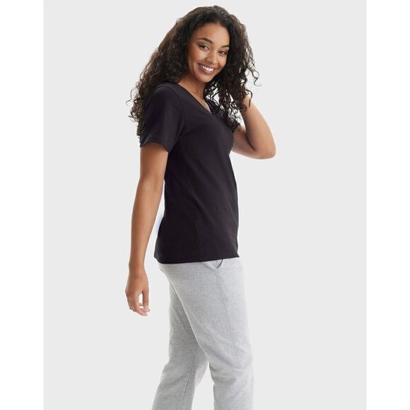Hanes T-Shirt Women's Cotton V Neck Short Sleeve Perfect-T Size XL - Picture 2 of 4